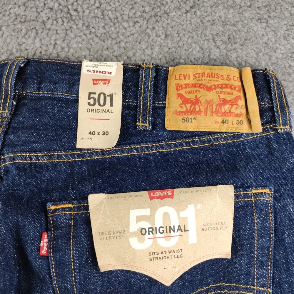 Levis 501 Jeans Mens 40x30 Original Indigo Blue Button Fly Straight Leg NWT